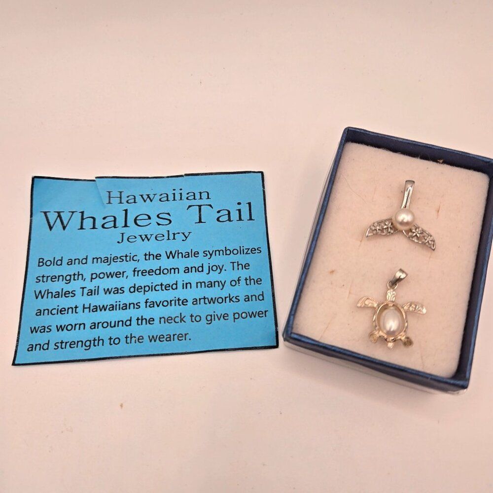 Hawaiian Whales Tail Jewelry Sterling Silver Pendants Sea Turtle Pearl Design